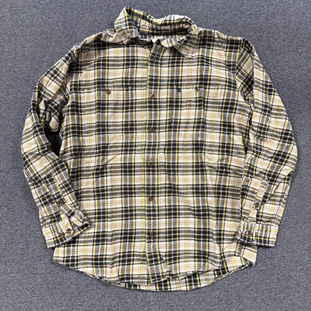 Modern Carhartt Plaid Button Down Mens Large Tan Green Good Long Sleeve Workwear